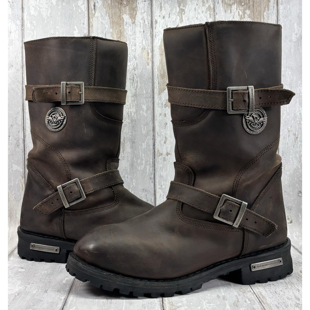 Milwaukee Leather MBM9063 Men's 10 Brown Motorcycle Engineer Harness Boots